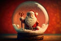 Christmas Santa in Glass snow globe , realistic 3d design. Festive sphere object, generative AI. Royalty Free Stock Photo