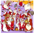 Christmas santa group cartoon