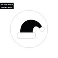 Christmas - Santa hat black and white flat icon Royalty Free Stock Photo