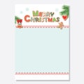 Christmas Santa letter blank template A4 decorated with Gingerbread cookie letters and fir. Vector