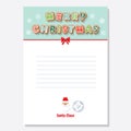 Christmas Santa letter blank template A4 decorated with Gingerbread cookie letters and snowflakes. Vector