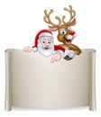Christmas Santa Reindeer Scroll Background Royalty Free Stock Photo