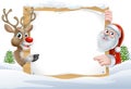 Christmas Santa and Reindeer Sign