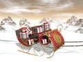 Christmas Santa sleigh full of gifts - 3D render