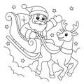 Christmas Santa Sleigh And Reindeer Coloring Page