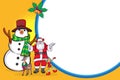 Christmas Santa and snowman with elf and deer template pop art comics Royalty Free Stock Photo