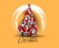 Christmas santa tree background Cartoon Style Royalty Free Stock Photo