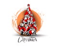 Christmas santa tree background Cartoon Style Royalty Free Stock Photo