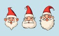 Christmas Santa vector icons, cartoon head character, red Santa hat, New year cute collection, holiday winter Royalty Free Stock Photo