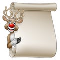 Christmas Reindeer Cartoon Sign Royalty Free Stock Photo