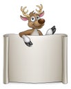 Christmas Reindeer Cartoon Sign Royalty Free Stock Photo