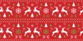 Christmas scandinavian red and green seamless pattern with gorgeous deer and snowflake. Winter background for Christmas