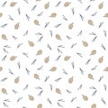 Christmas Scandinavian seamless pattern.Pine cones and pine tree needles isolated on white background. Nordic, Swedish