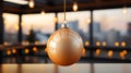 Christmas scene of golden ball with empty copy space room house. Generative AI Royalty Free Stock Photo