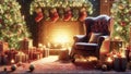 Christmas scene in a living room adorned with festive decorations Royalty Free Stock Photo