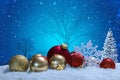 Christmas scene with ornaments and snow Royalty Free Stock Photo