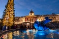 Christmas scene outdoors in Trafalgar Square in December Royalty Free Stock Photo