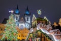 Christmas celebration scene outdoors in Prague Royalty Free Stock Photo