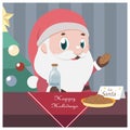 Christmas scene with Santa taking milk and cookies