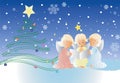 Christmas scene with singing cherubs