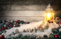 Christmas scene in warm candle light of a lantern Royalty Free Stock Photo