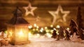 Christmas scene in warm lantern light Royalty Free Stock Photo