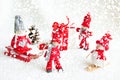 Christmas scene with wooden dolls Royalty Free Stock Photo
