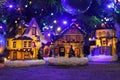 Christmas scenery lighted small houses decoration