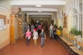 Christmas school fair, students walking