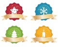 Christmas seals with gold banners Royalty Free Stock Photo