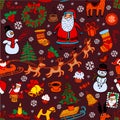 Christmas seamless background with doodle symbols Royalty Free Stock Photo