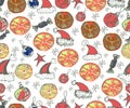 Christmas seamless background. Hand drawn pattern. Royalty Free Stock Photo