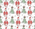 Christmas seamless background. Hand drawn pattern. Royalty Free Stock Photo