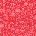 Christmas seamless background. Line icon pattern. Christmas seamless background. Line icon pattern Royalty Free Stock Photo
