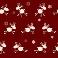 Christmas seamless background with a set of little toy deers