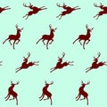 Christmas seamless background with a set of noble horned deers