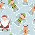 Christmas Seamless Background with Snow Angels Royalty Free Stock Photo