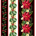 Christmas seamless border with flowers poinsettia, holly berry and firs. Vector. Royalty Free Stock Photo