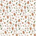 Christmas seamless cookies pattern with holiday elements for wrapping paper, background, wallpaper