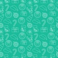 Christmas Seamless doodle background. Green wrapping-paper. Vector