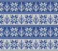 Christmas Seamless Knitting Pattern with Snowflakes and Christmas Tree