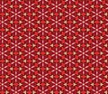 Christmas seamless lace pattern. Geometric mosaic background Red and gold kaleidoscope. Oriental ornament. Easy to use vector