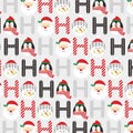 Christmas seamless patern with santa, snowman, penguin and ho ho ho Royalty Free Stock Photo