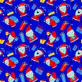 Christmas seamless pattern. Background with cute Santa Claus and