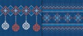 Christmas Seamless Pattern. Blue Knitted Prints. Knit Sweater Texture. Set Xmas Winter Background