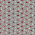 Christmas seamless pattern, branches with red berries snow and snowflakes, gray Royalty Free Stock Photo