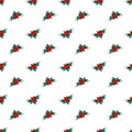 Christmas seamless pattern with branches and red poinsettia flower with holly leaf and berries for postcards and designs Royalty Free Stock Photo