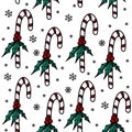 Christmas seamless pattern with candy canes