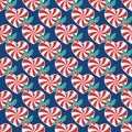 Christmas seamless pattern with candy canes in the shape of a heart and mistletoe Royalty Free Stock Photo