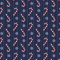 Christmas, seamless pattern Candy and snowflakes, on the striped back, blue Royalty Free Stock Photo